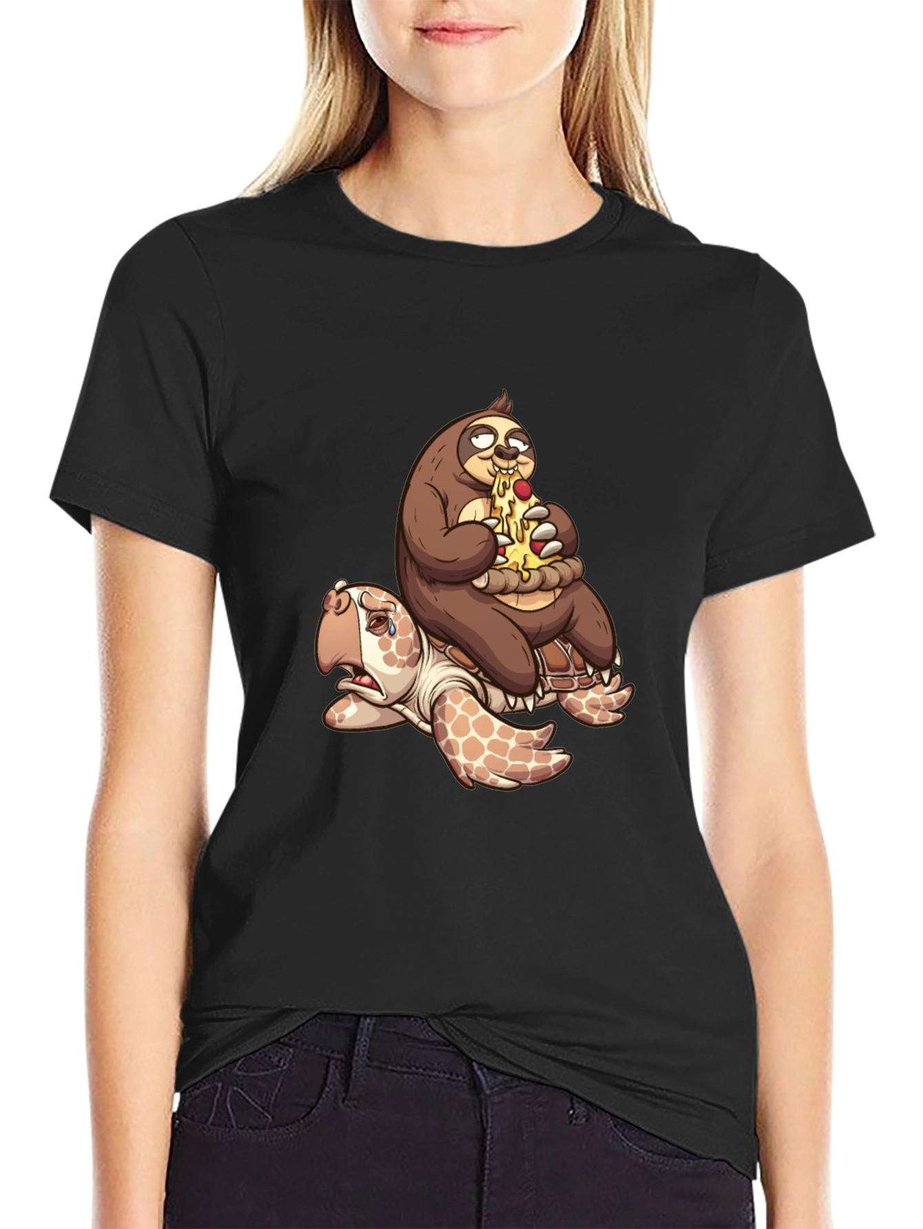 Sloth Pizza Turtle Ride T-Shirt - Funny Graphic Tee