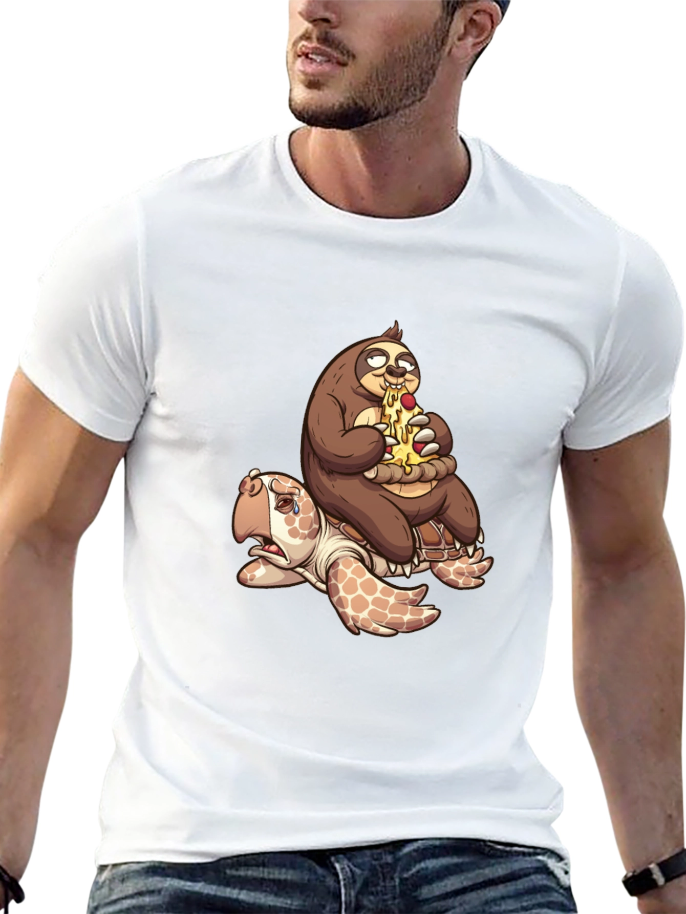 Sloth Pizza Turtle Ride T-Shirt - Funny Graphic Tee