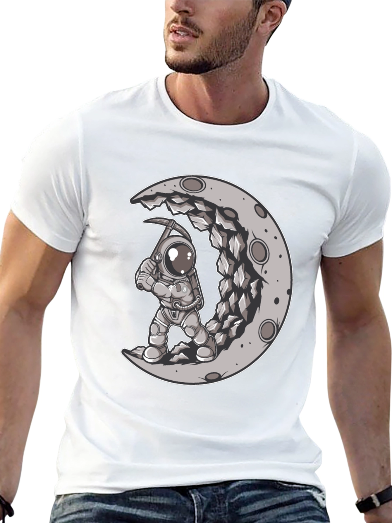Astronaut Moon Mining Graphic Tee
