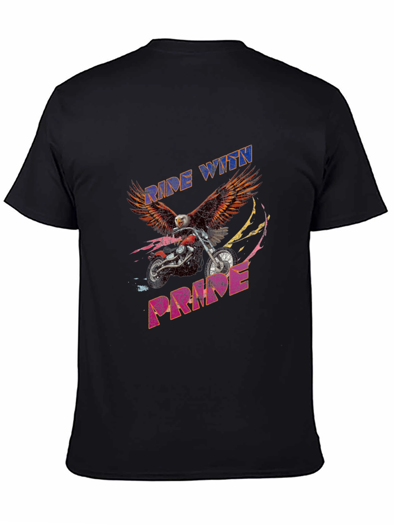 Ride With Pride Eagle Motorcycle Graphic T-Shirt