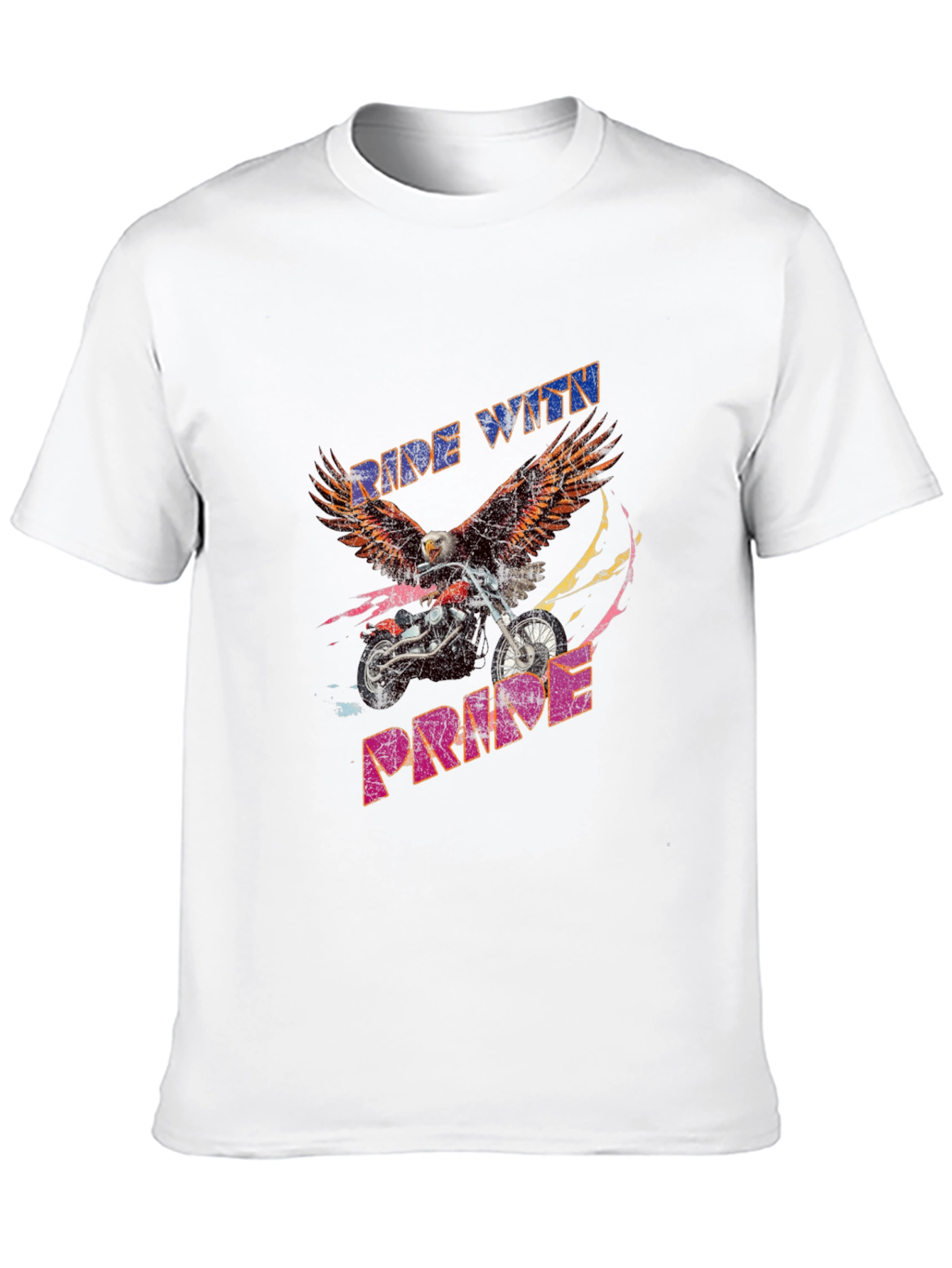 Ride With Pride Eagle Motorcycle Graphic T-Shirt