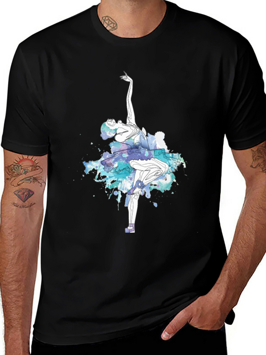 Ballerina Watercolor Graphic Tee - Artsy Dance T-Shirt