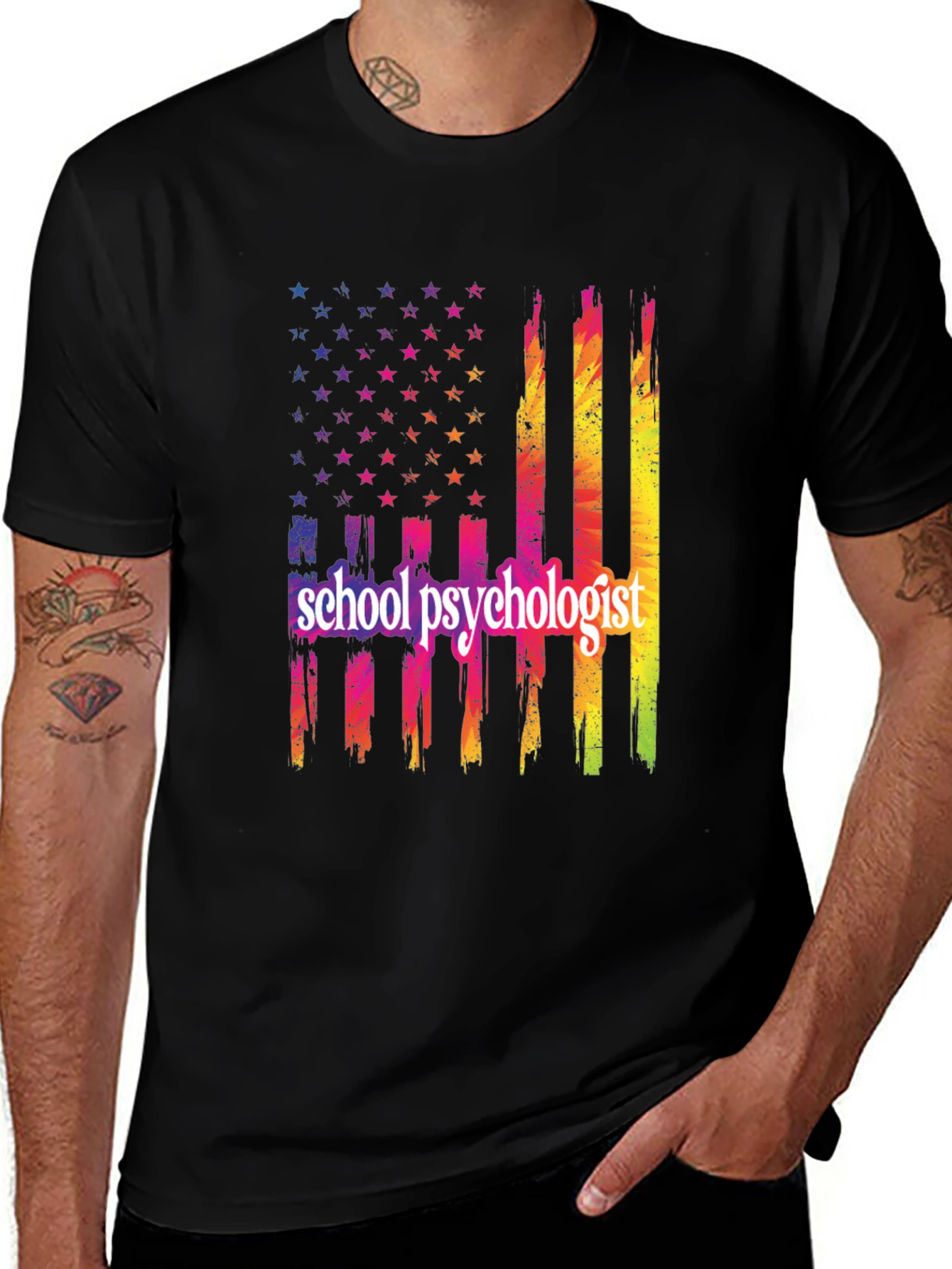 School Psychologist USA Flag T-Shirt
