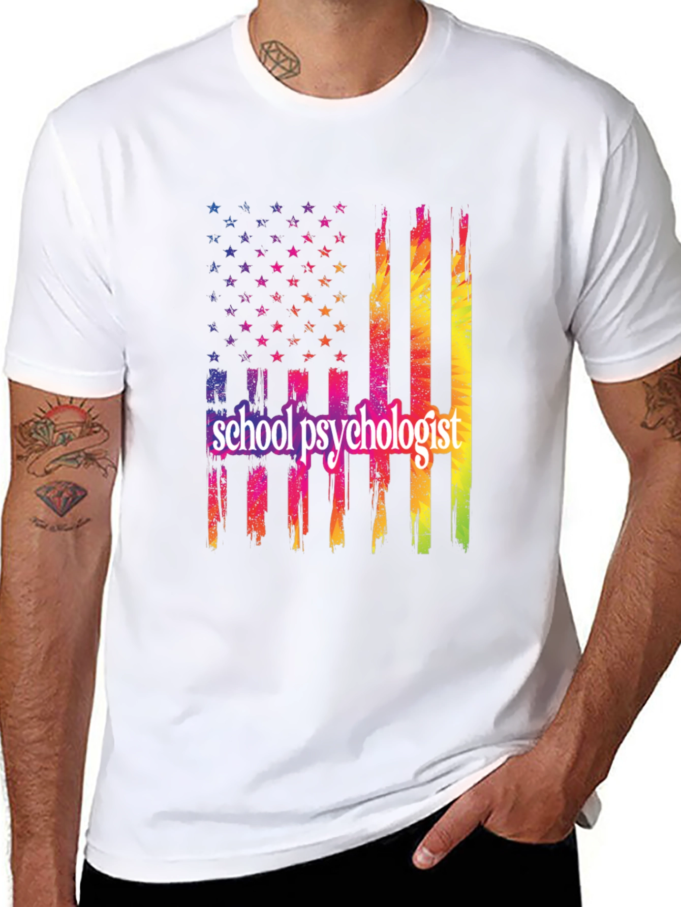 School Psychologist USA Flag T-Shirt