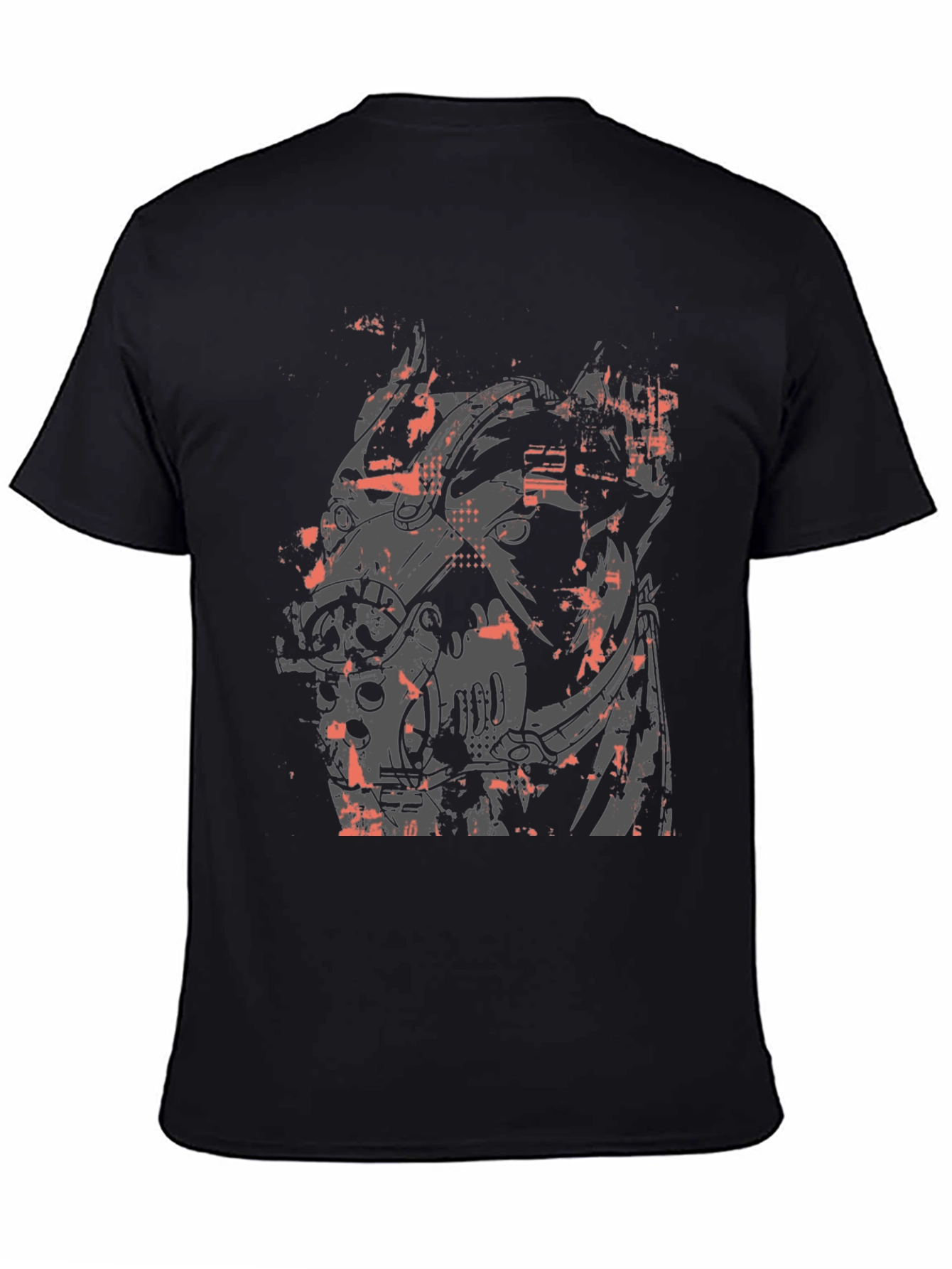 Cyberpunk Horse Graphic Tee - Black Cotton T-Shirt