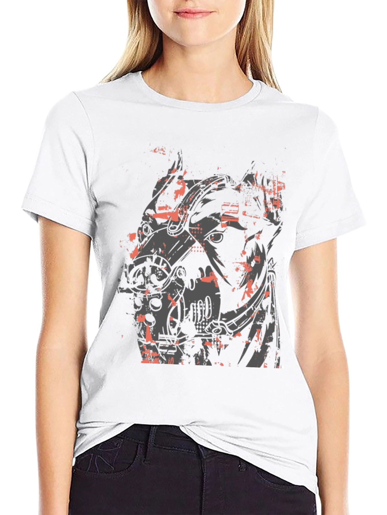 Cyberpunk Horse Graphic Tee - Black Cotton T-Shirt
