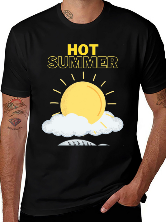 Hot Summer Graphic Tee - Black Cotton T-Shirt