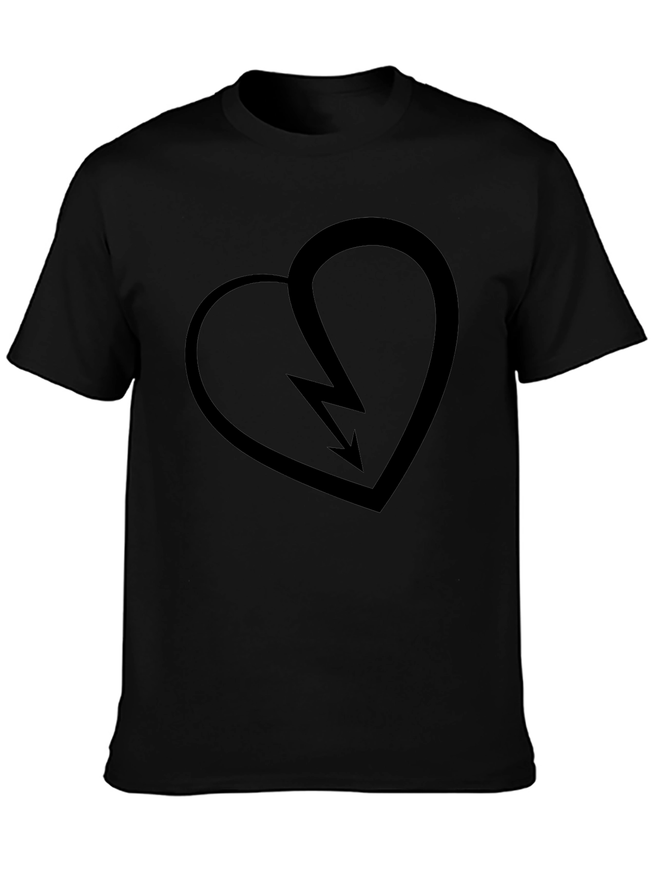 Broken Heart Lightning Bolt T-Shirt - Stylish Black Tee