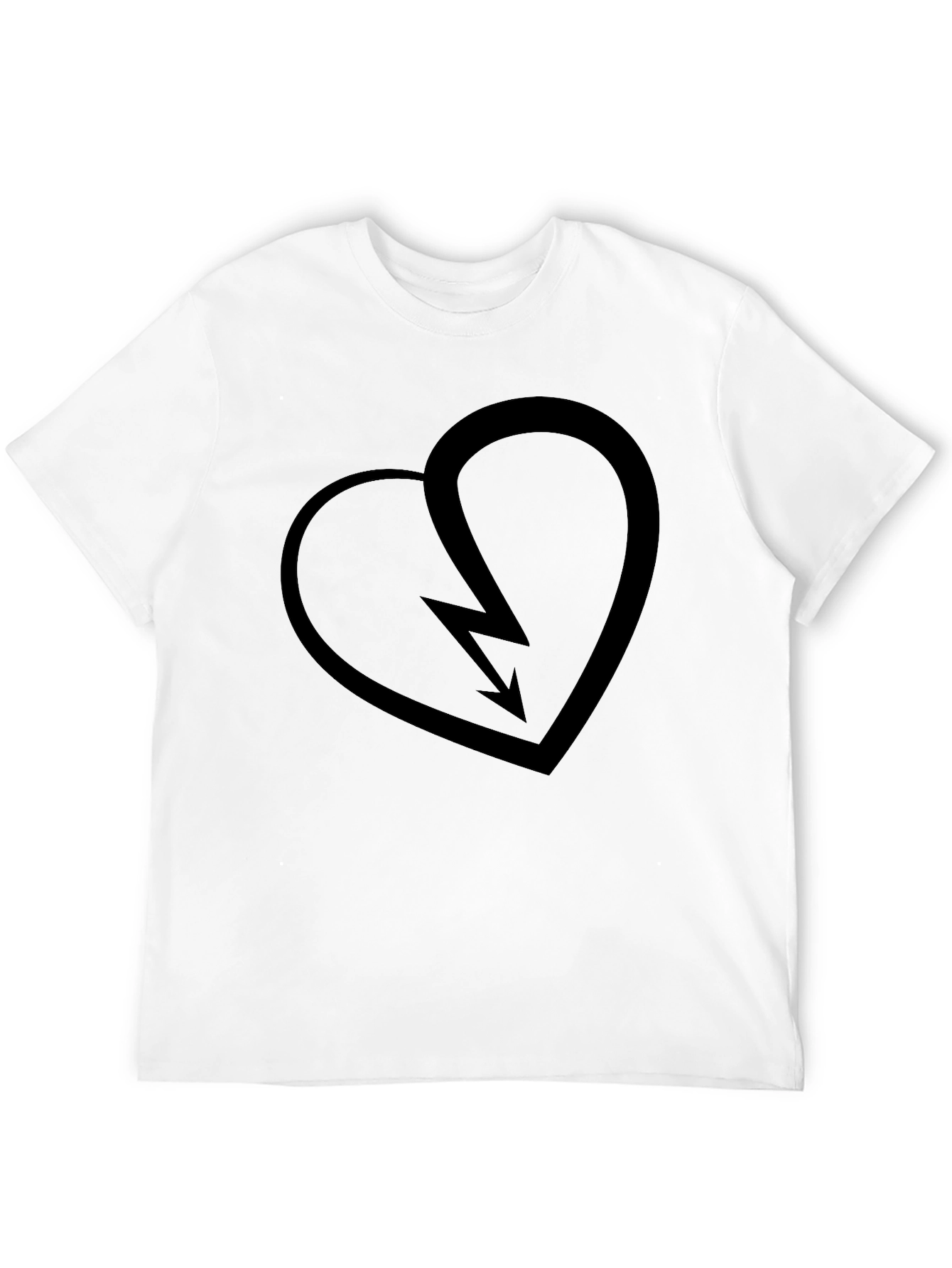 Broken Heart Lightning Bolt T-Shirt - Stylish Black Tee