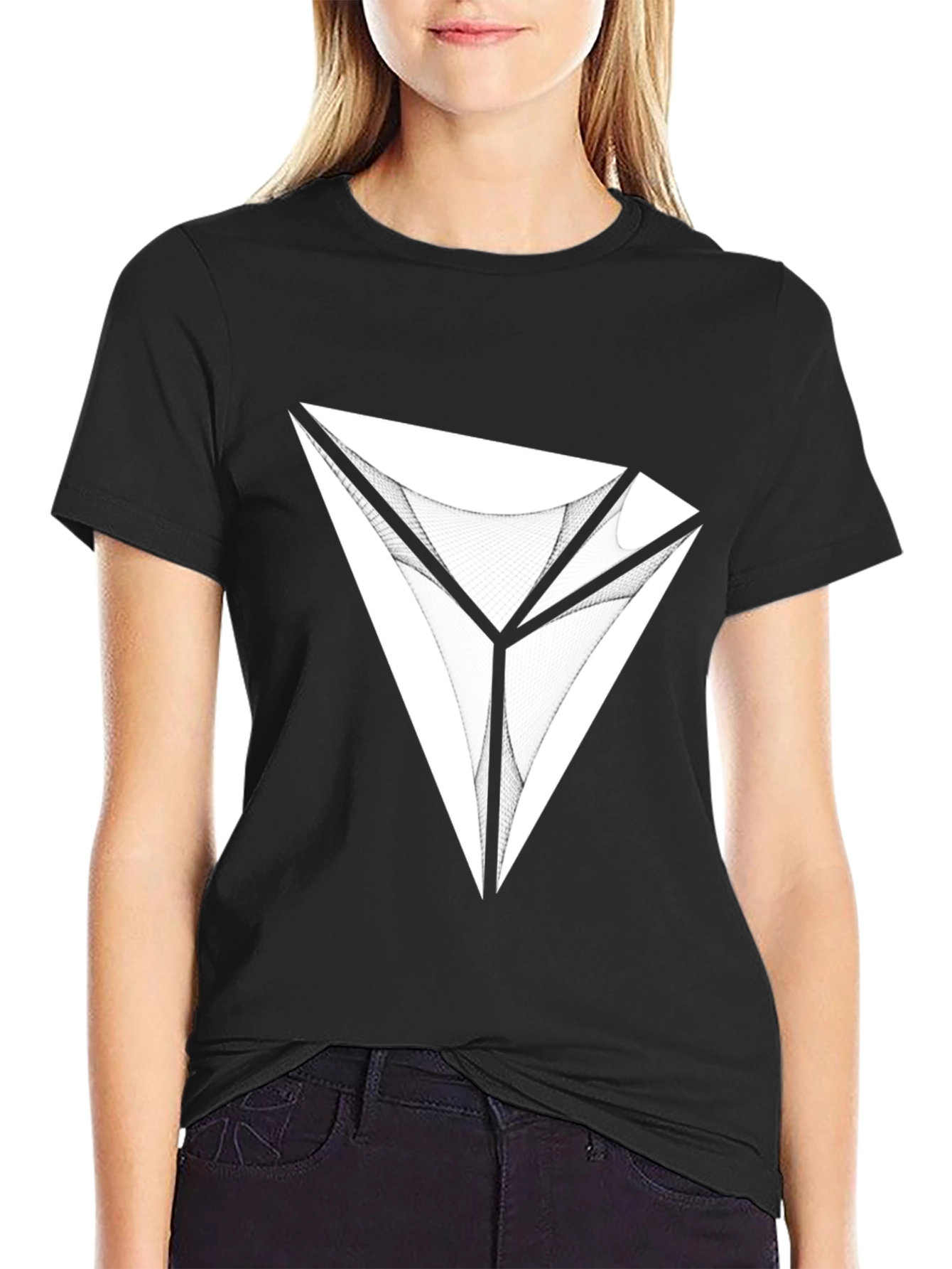 Abstract Diamond Graphic Tee - Modern Black T-Shirt