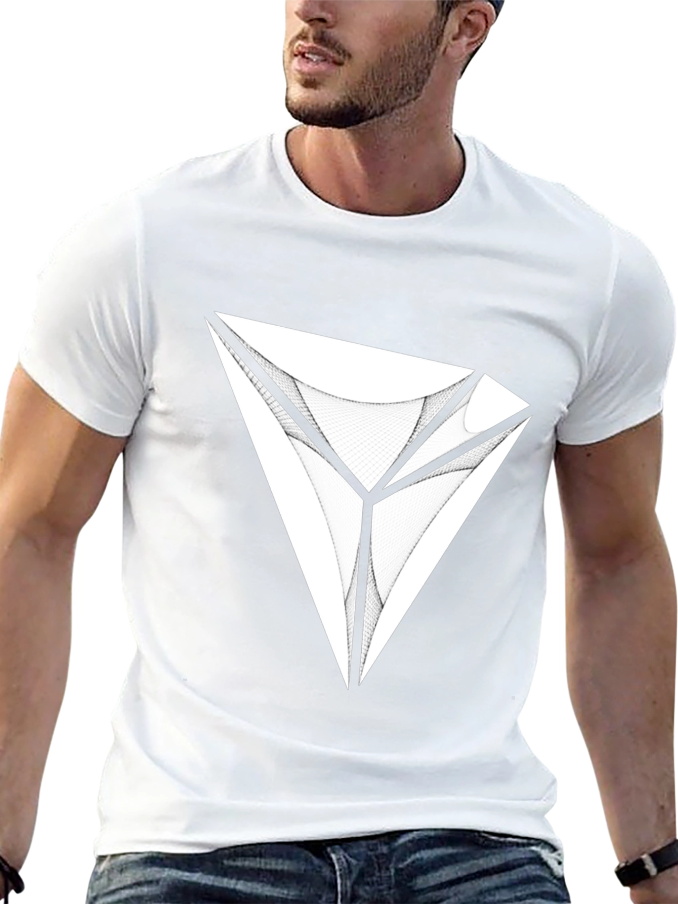 Abstract Diamond Graphic Tee - Modern Black T-Shirt