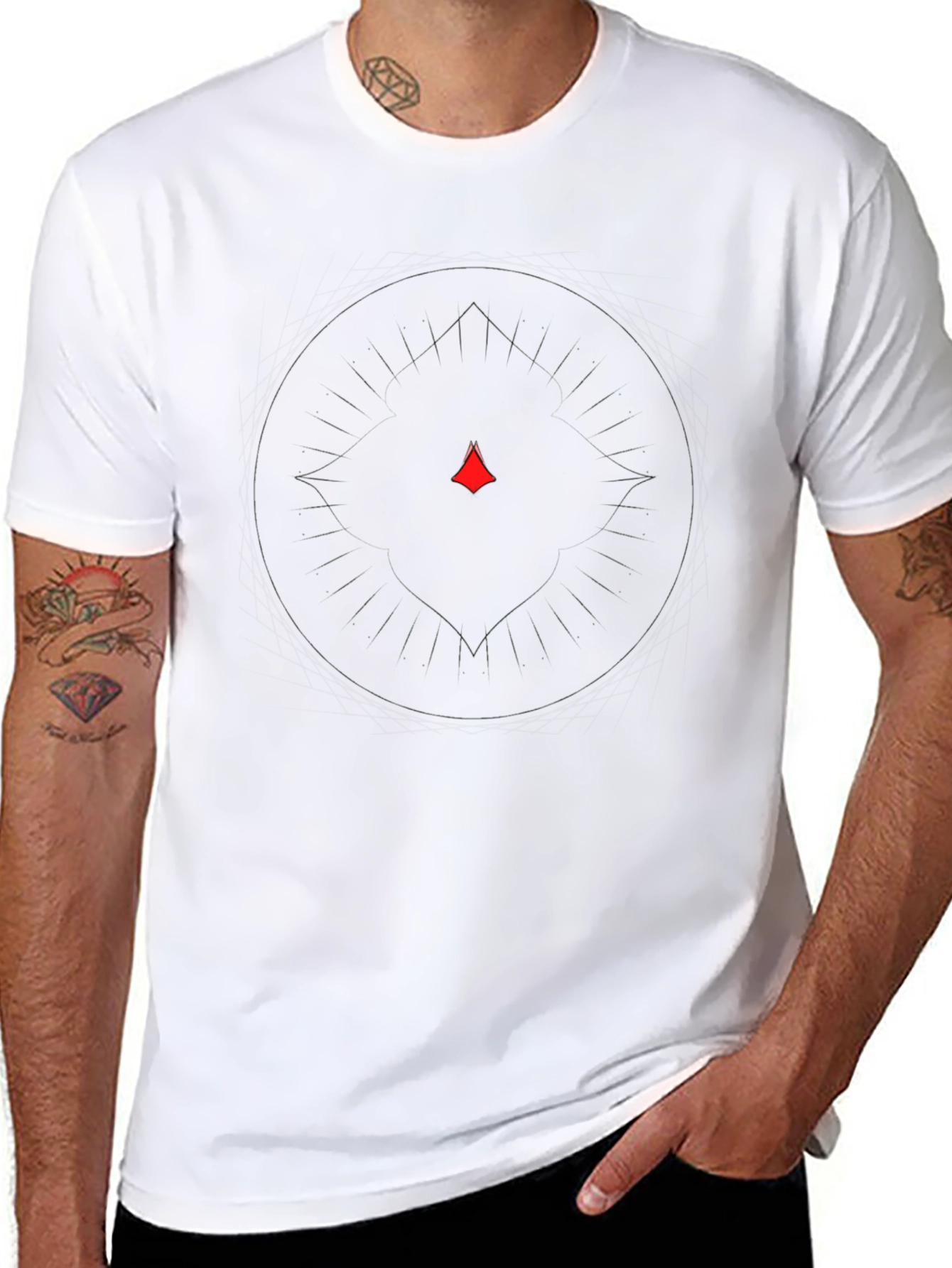 Geometric Graphic Print Black T-Shirt