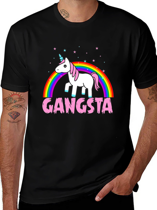 Gangsta Unicorn Graphic Tee - Trendy Black T-Shirt
