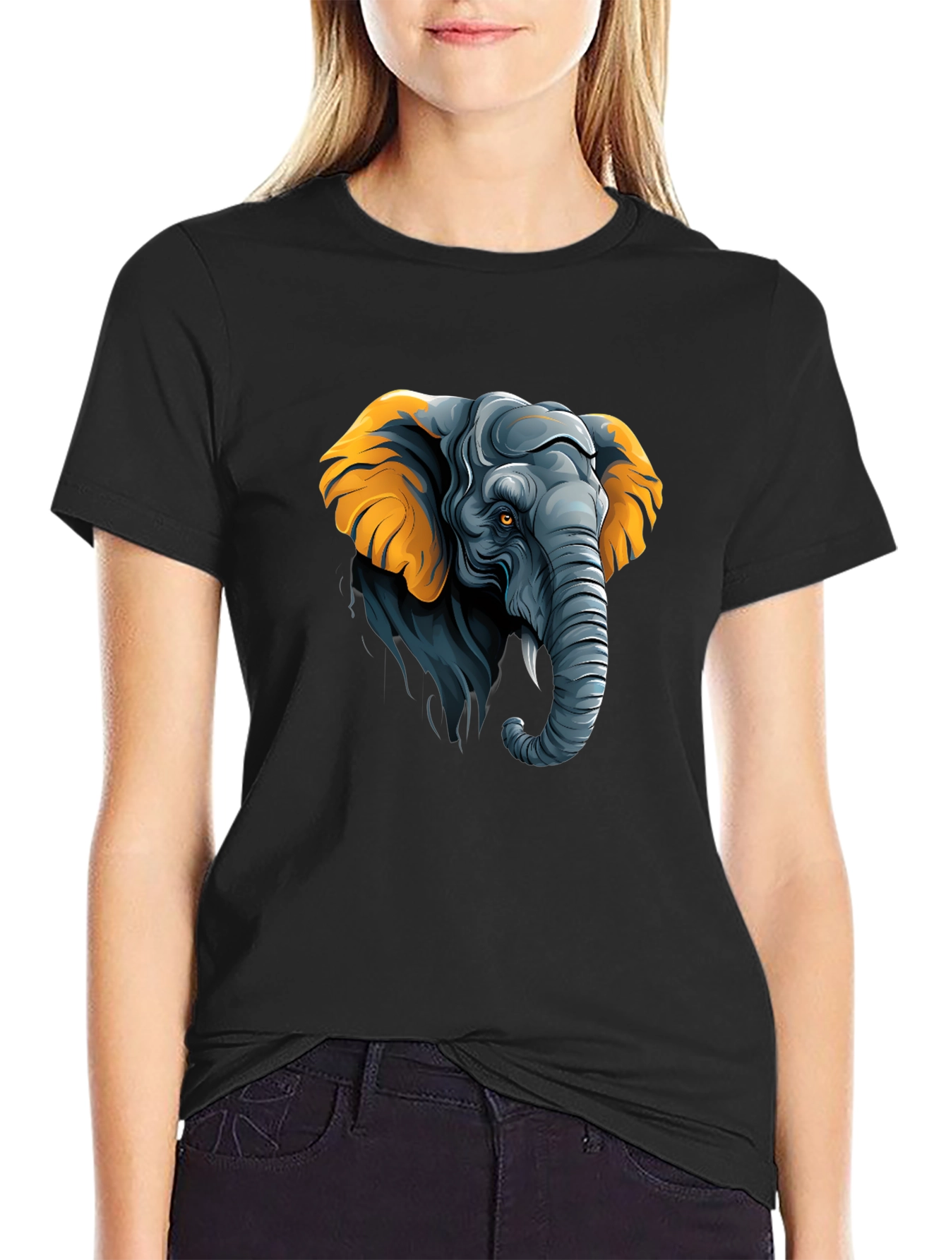 Elephant Graphic Tee - Stylish Black Cotton T-Shirt