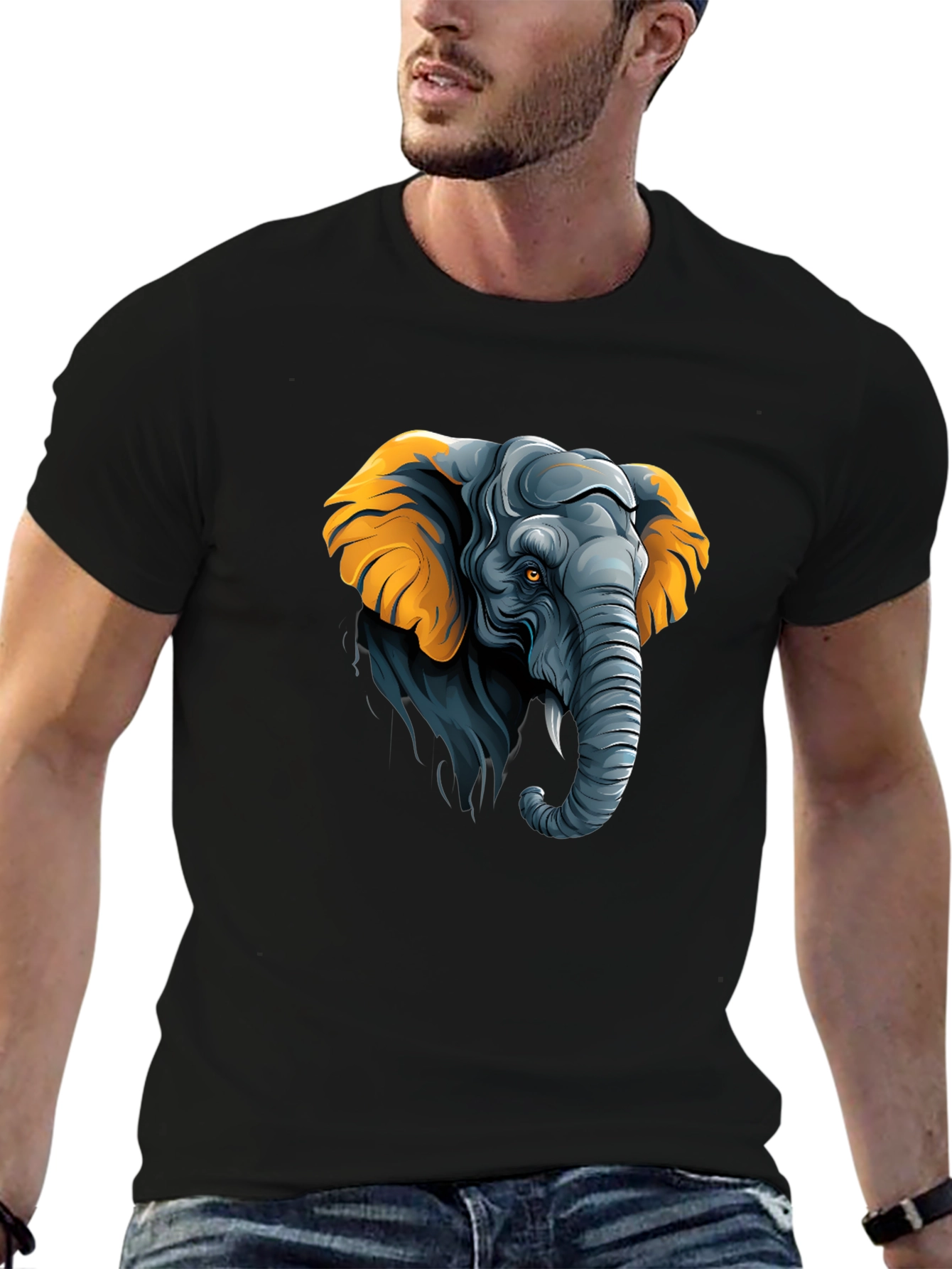 Elephant Graphic Tee - Stylish Black Cotton T-Shirt