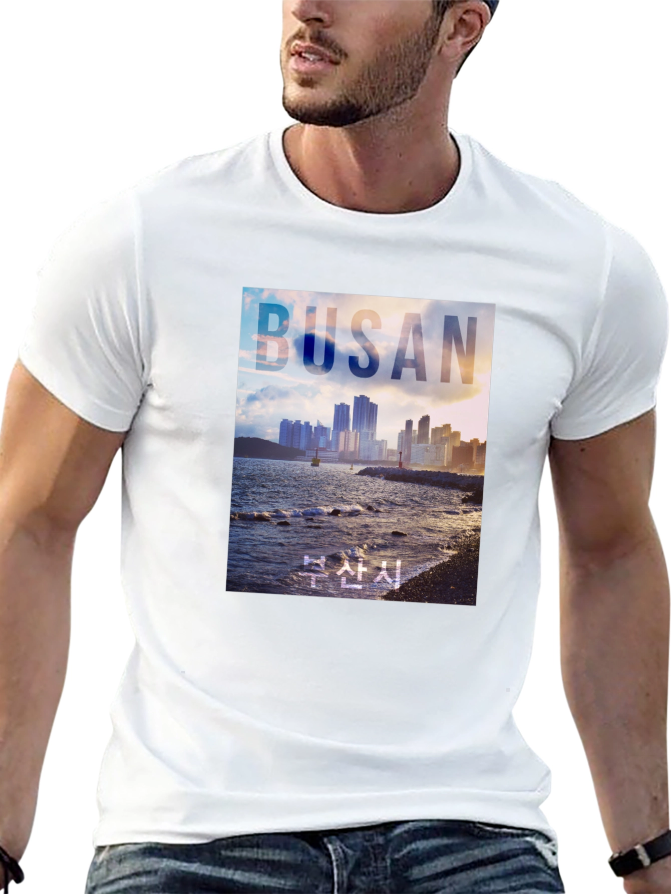 Busan Cityscape Graphic Tee - Coastal Style