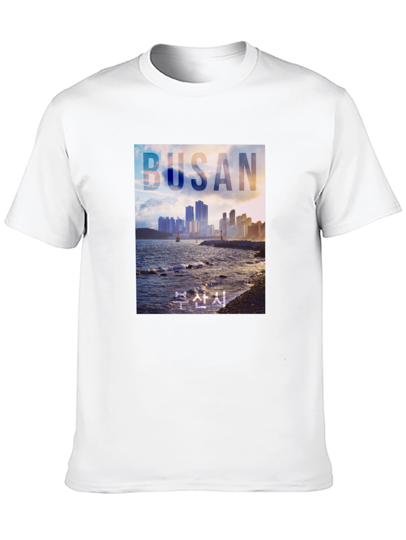 Busan Cityscape Graphic Tee - Coastal Style