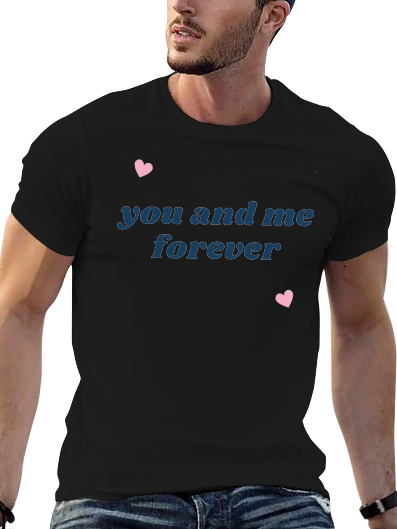 You and Me Forever Black Graphic Tee