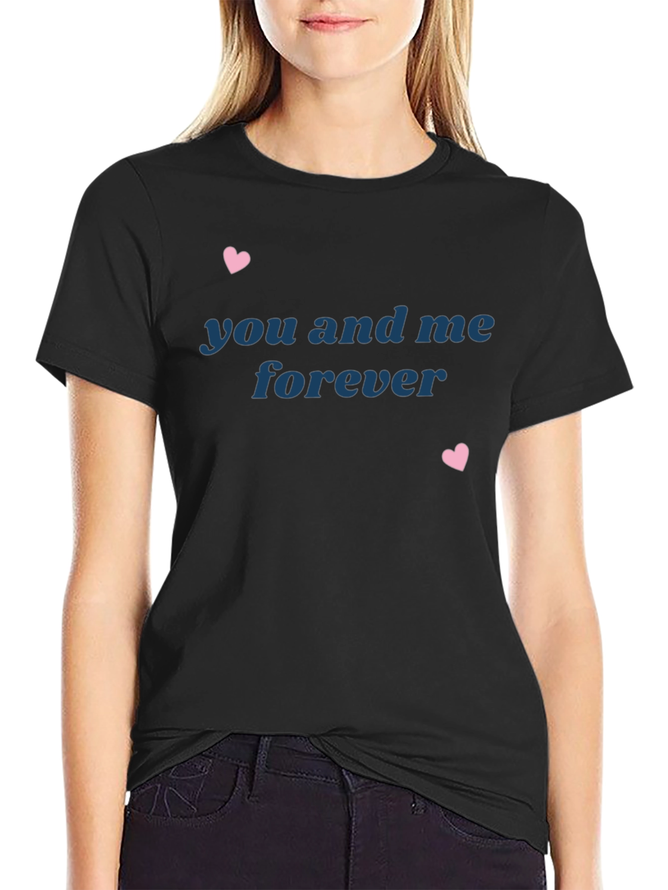 You and Me Forever Black Graphic Tee
