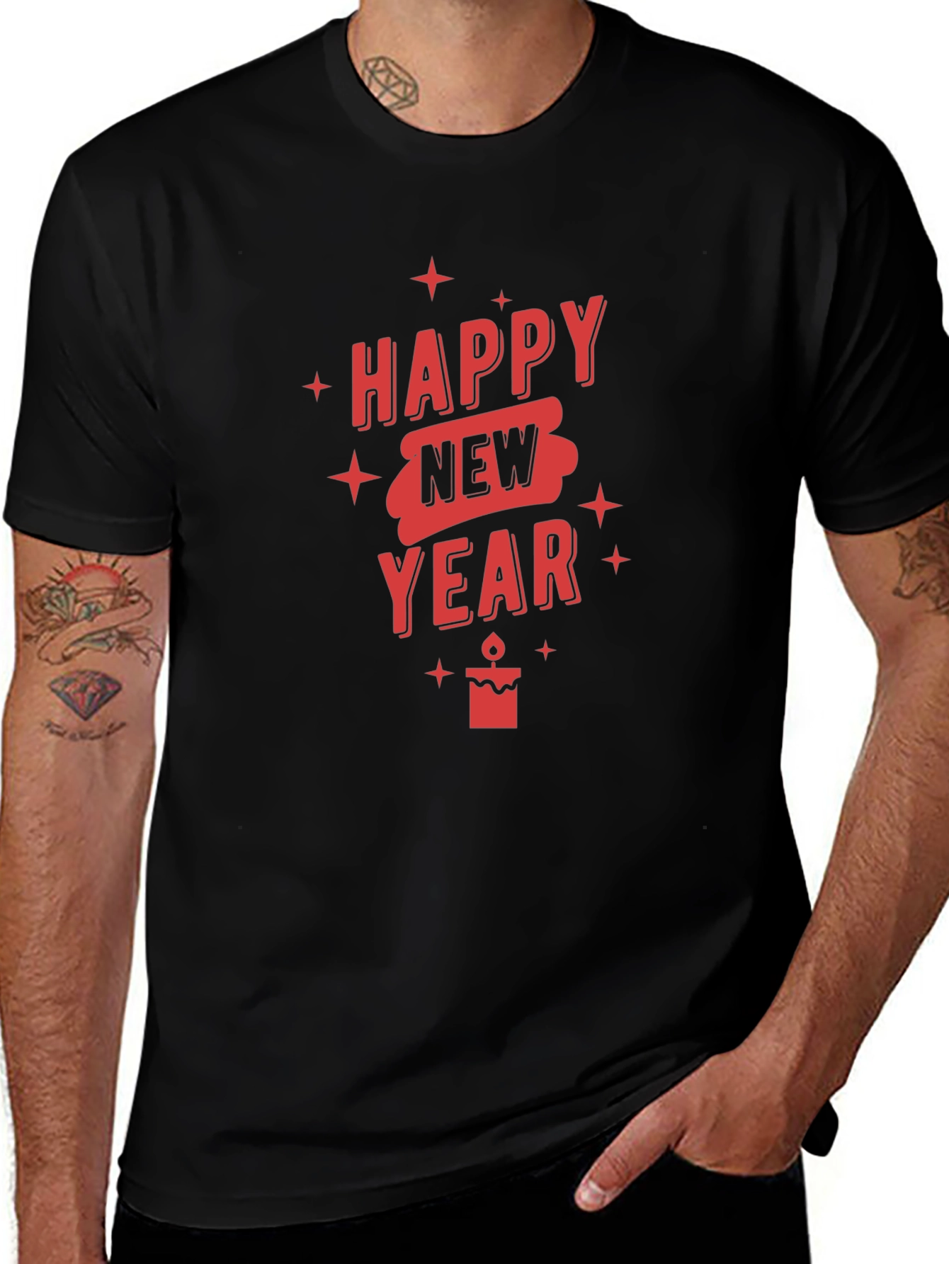 Happy New Year Graphic T-Shirt - Black