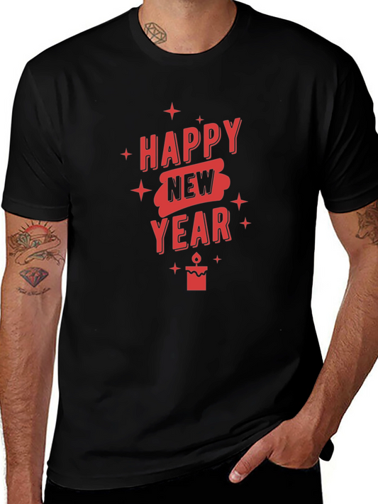 Happy New Year Graphic T-Shirt - Black