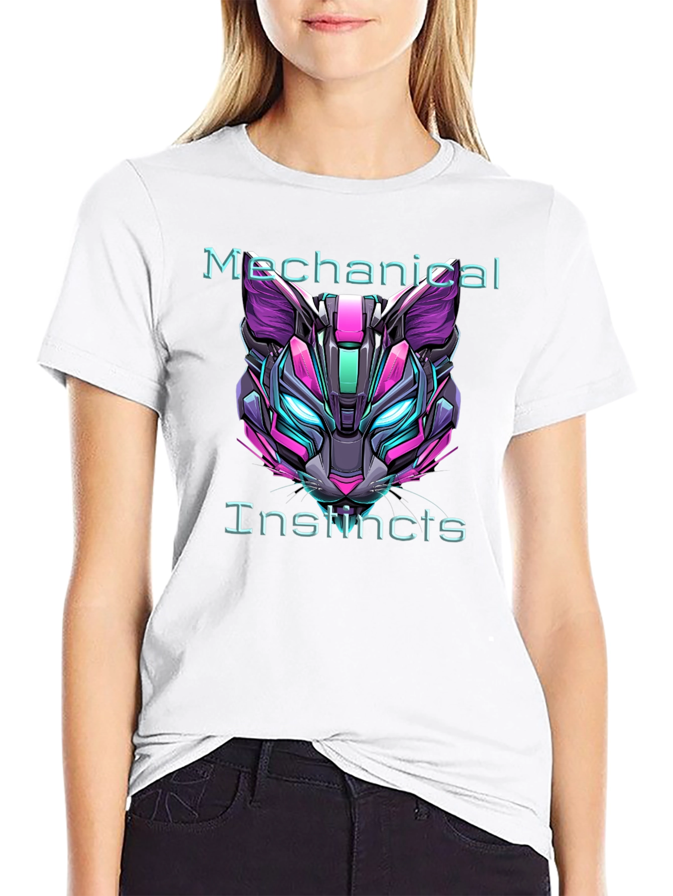 Cyberpunk Cat Tee: Mechanical Instincts Graphic T-Shirt