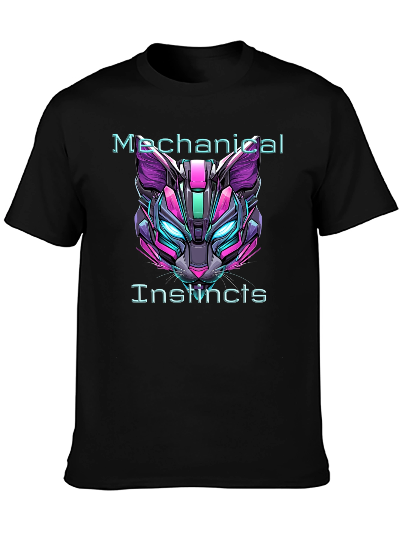 Cyberpunk Cat Tee: Mechanical Instincts Graphic T-Shirt