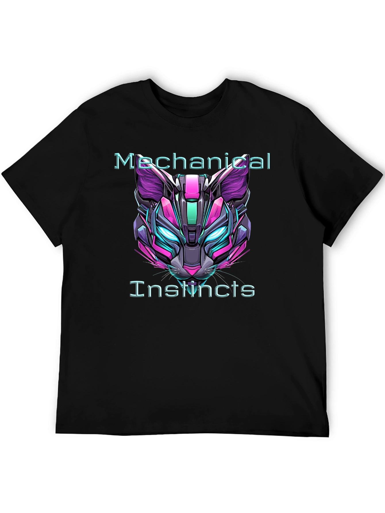 Cyberpunk Cat Tee: Mechanical Instincts Graphic T-Shirt