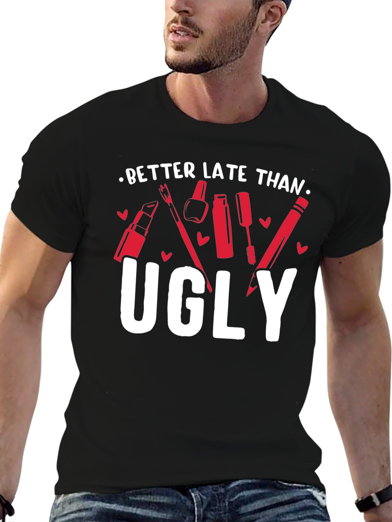 Better Late Than Ugly Graphic Tee - Black
