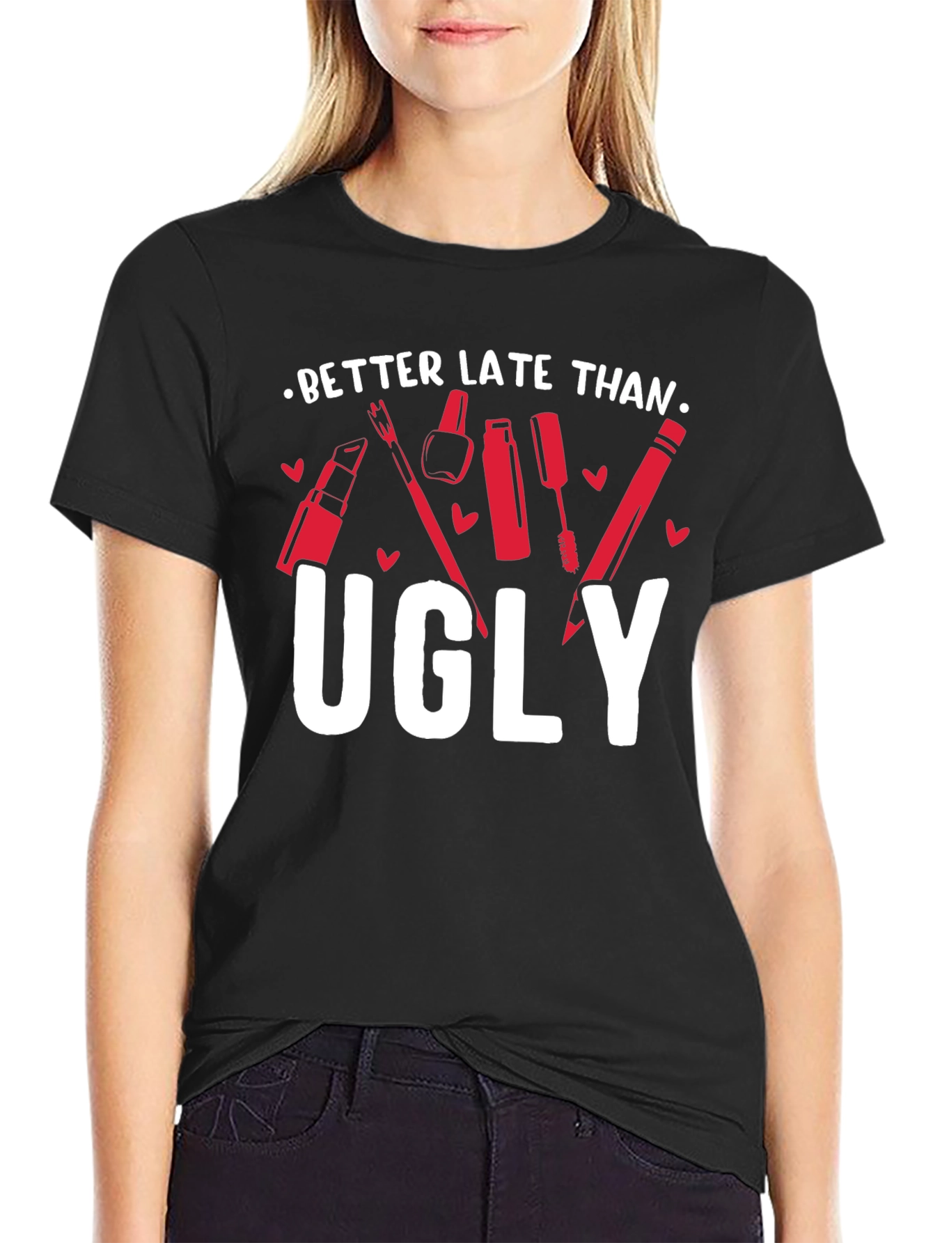 Better Late Than Ugly Graphic Tee - Black
