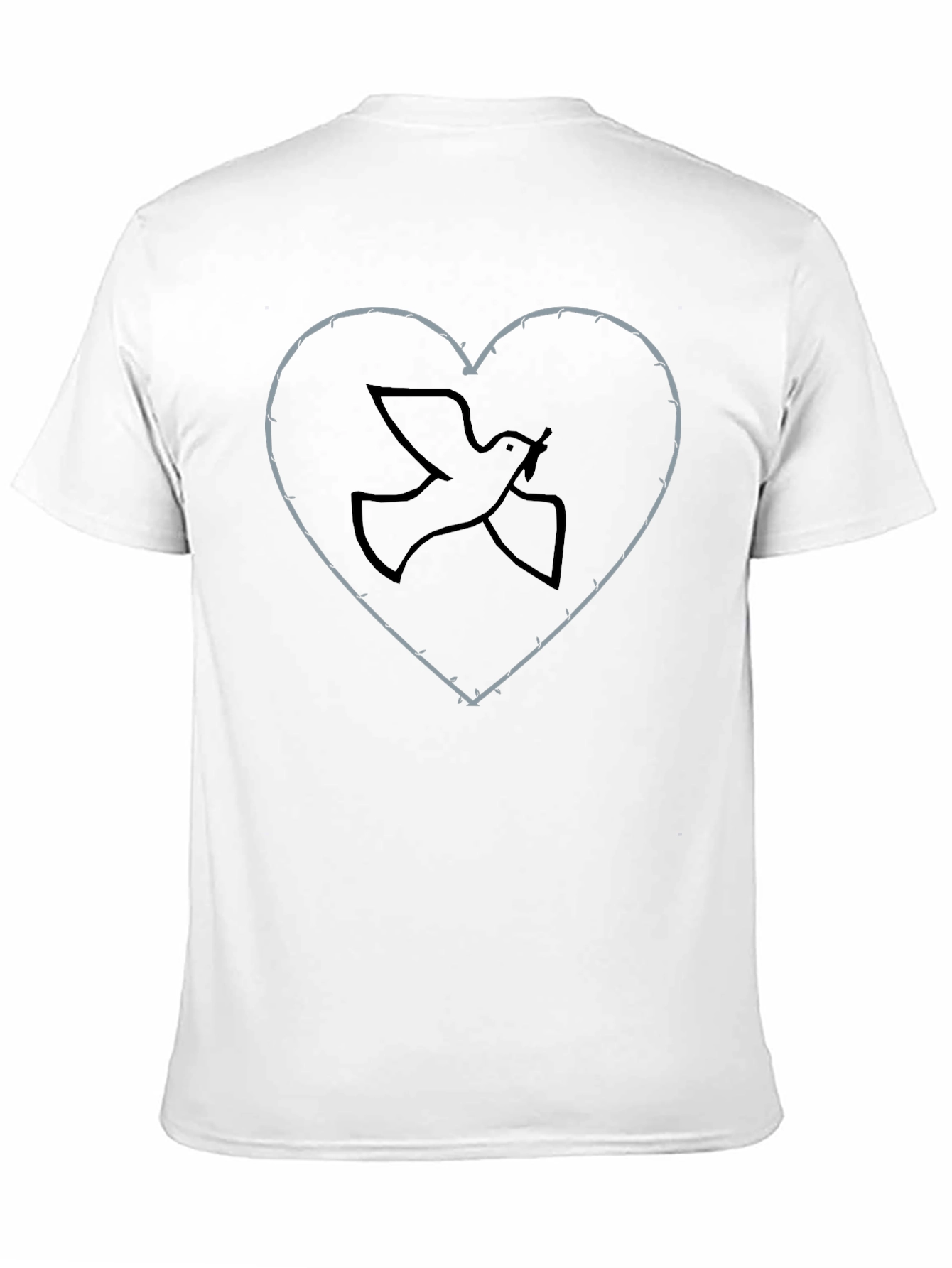 Dove in Barbed Wire Heart T-Shirt - Black