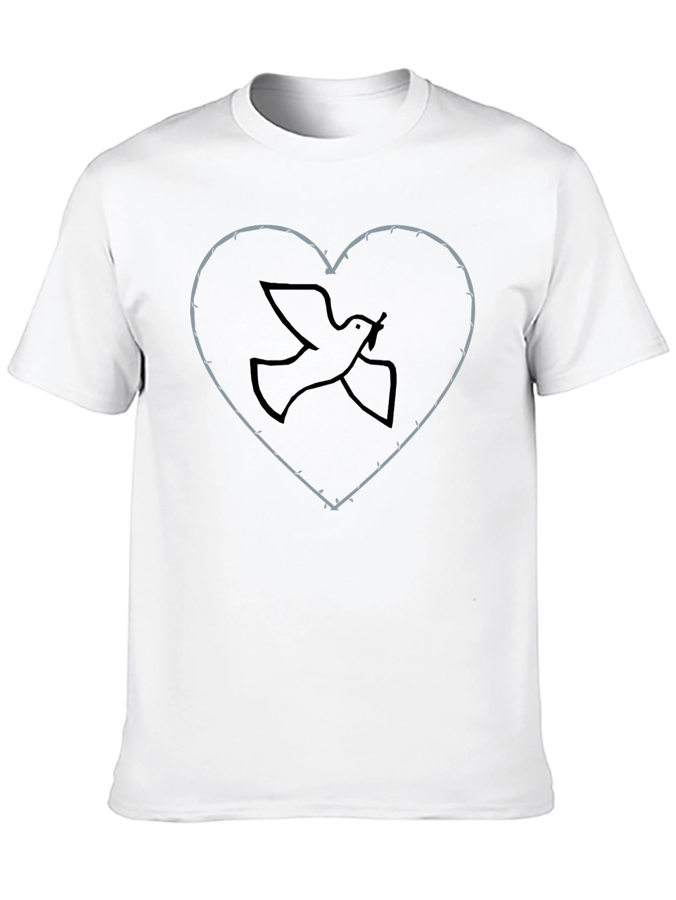 Dove in Barbed Wire Heart T-Shirt - Black