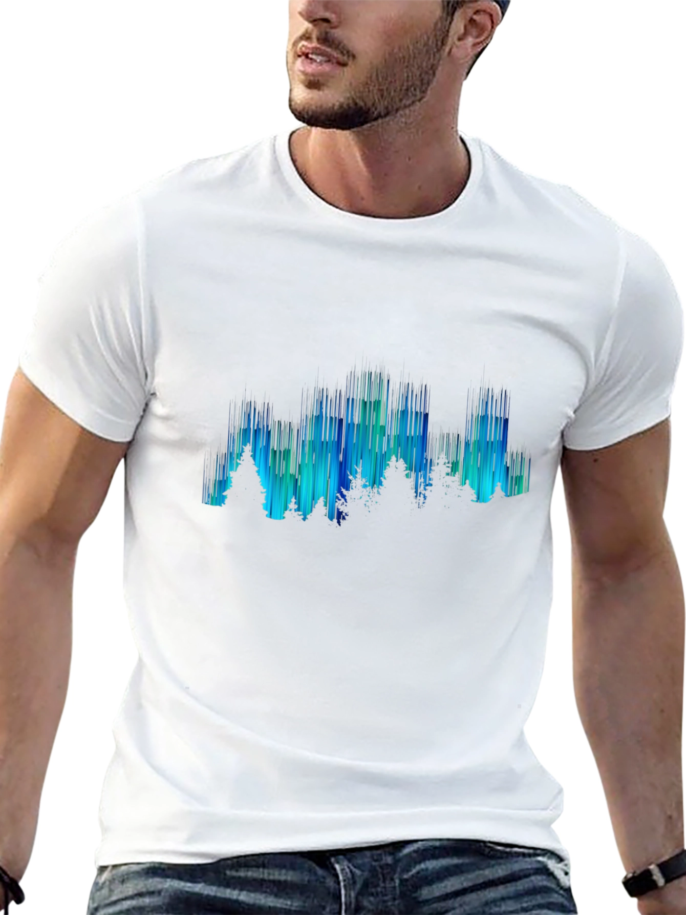 Aurora Borealis Mens Graphic Tee - Black