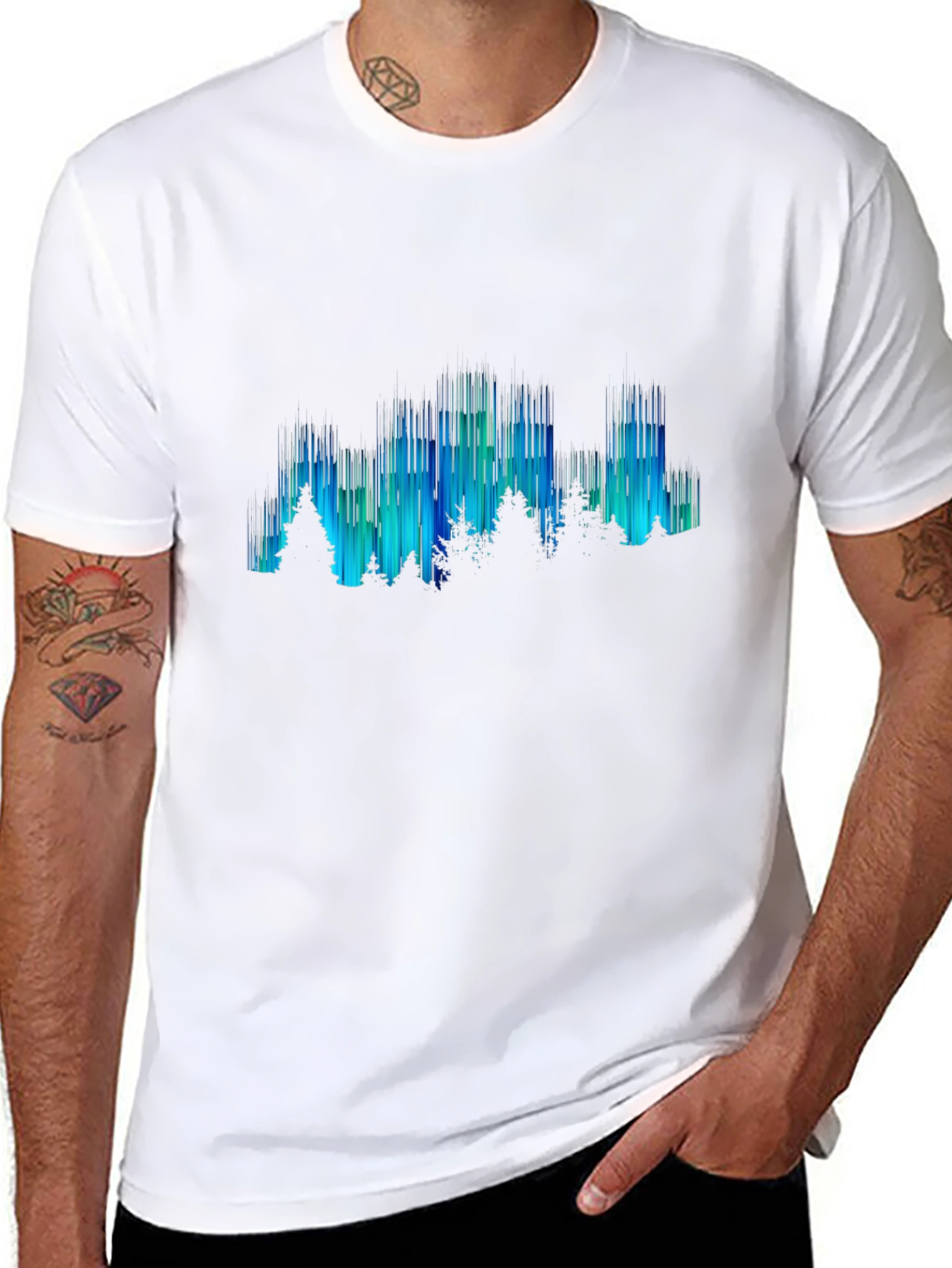 Aurora Borealis Mens Graphic Tee - Black