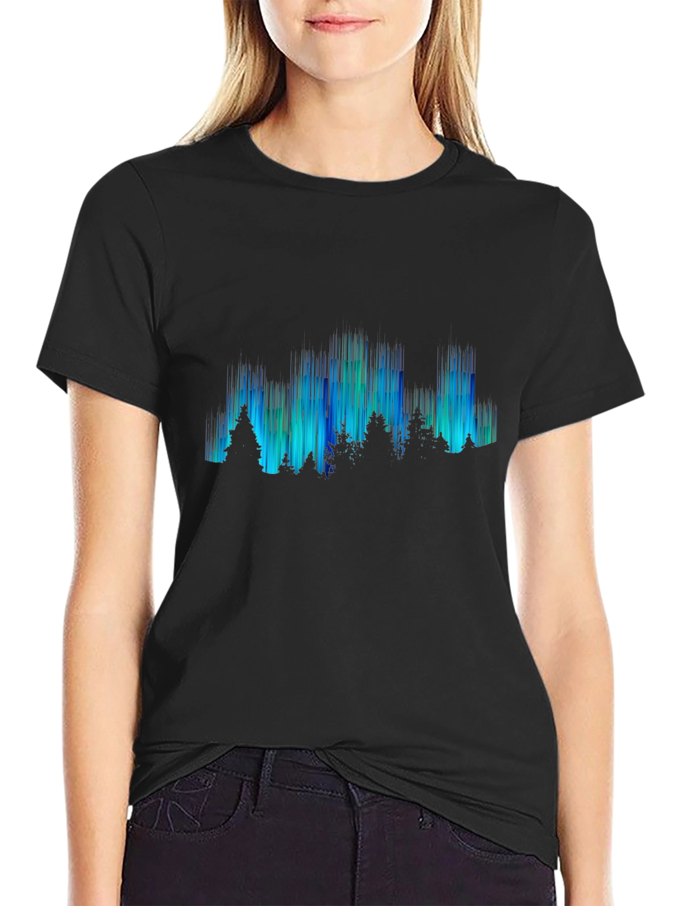 Aurora Borealis Mens Graphic Tee - Black