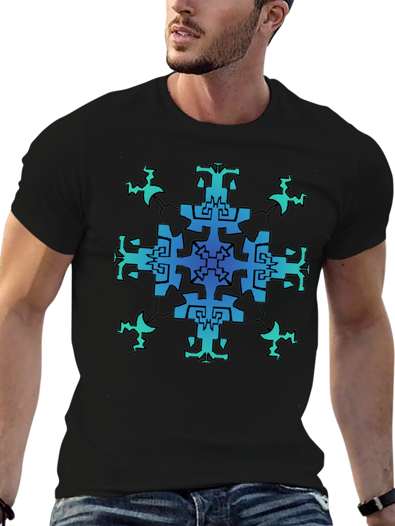 Geometric Pattern Black T-Shirt