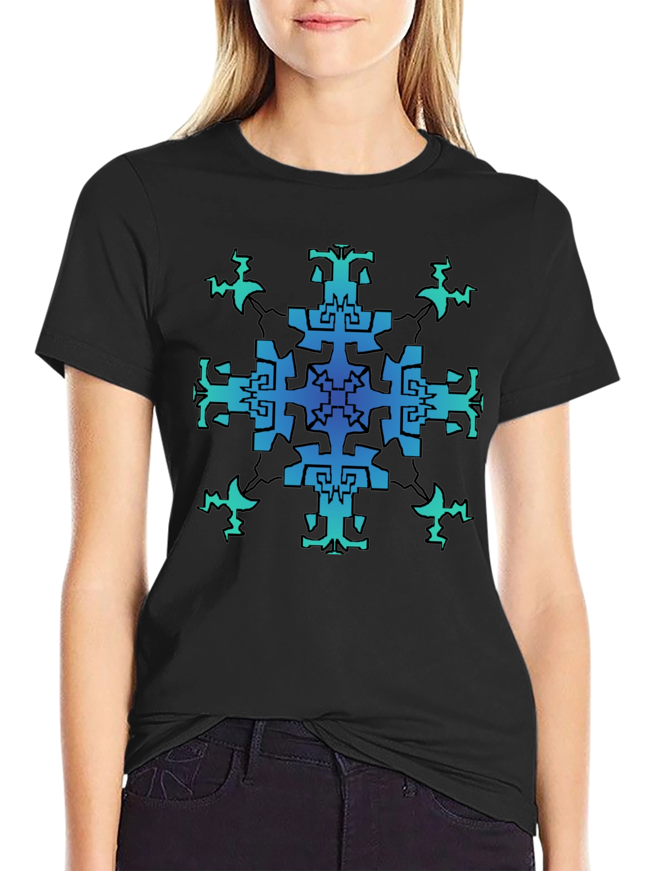 Geometric Pattern Black T-Shirt