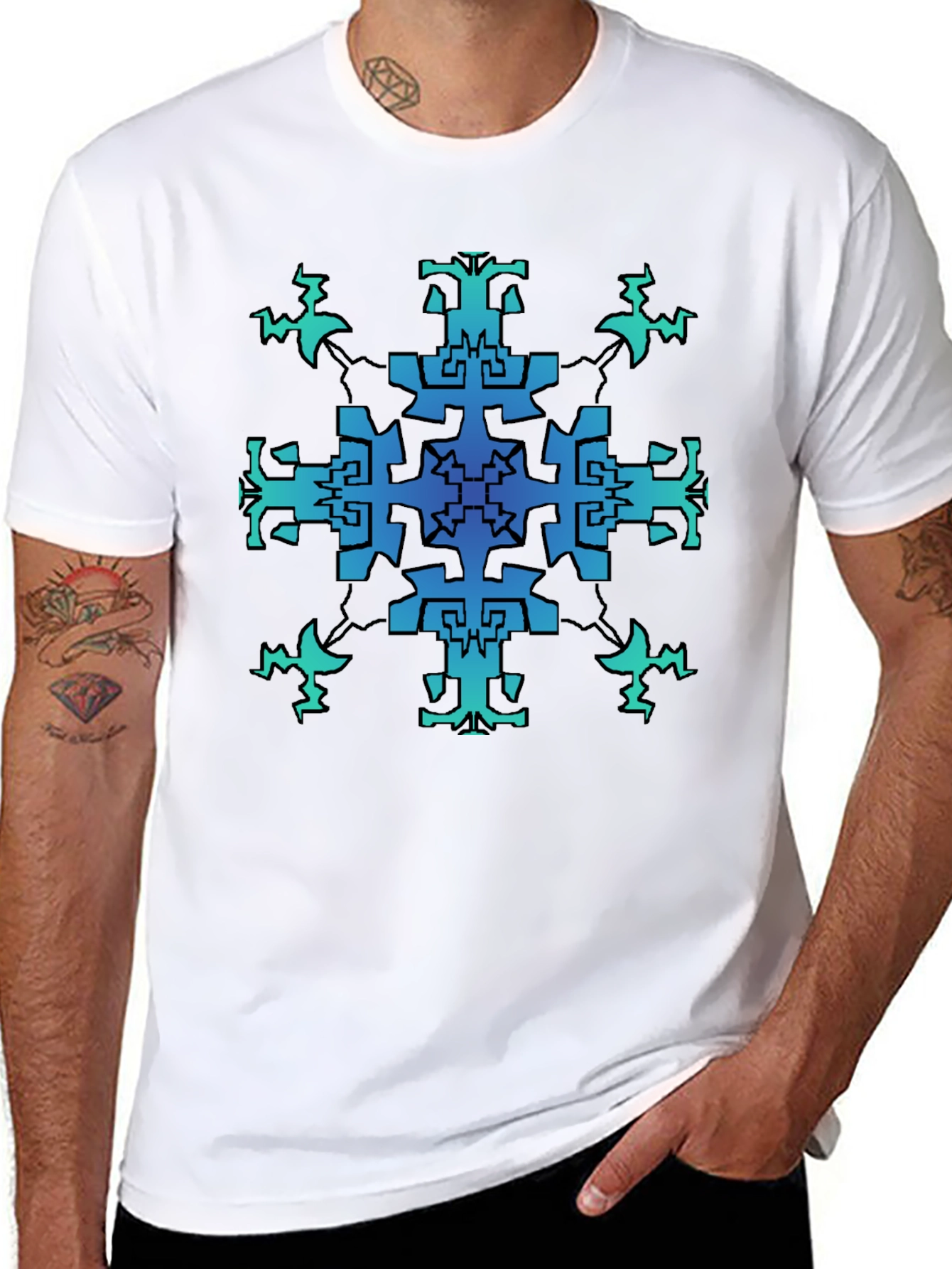 Geometric Pattern Black T-Shirt