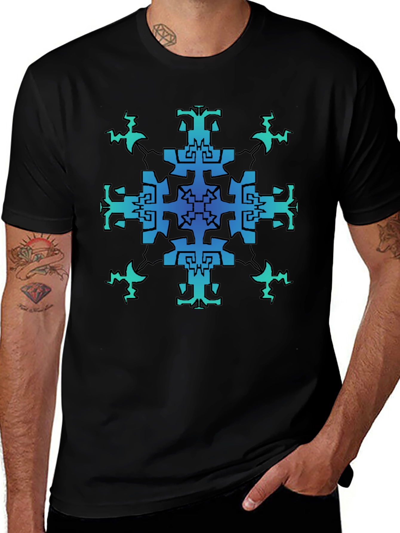 Geometric Pattern Black T-Shirt