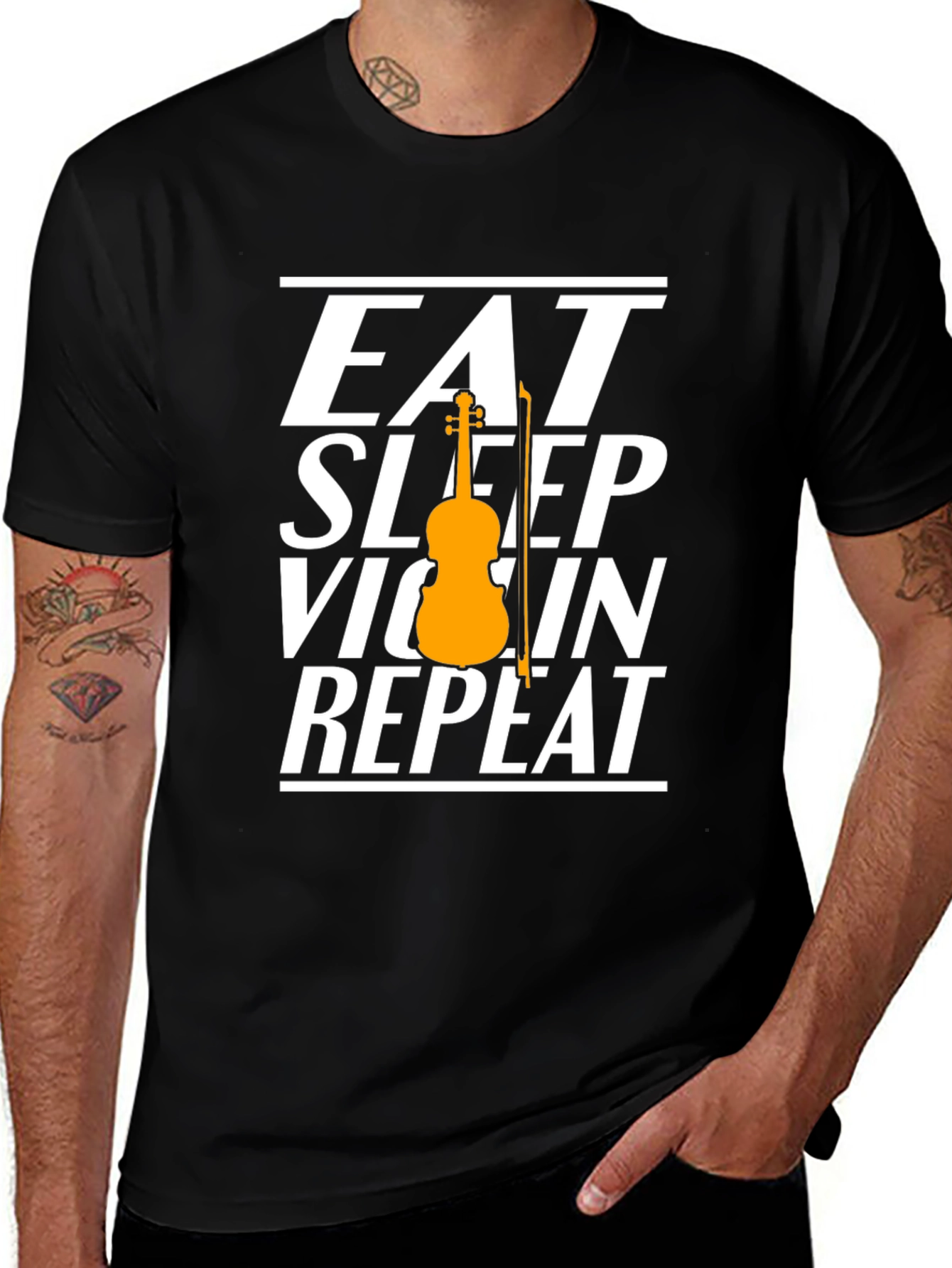 Eat Sleep Violin Repeat Graphic Tee - Musician T-Shirt