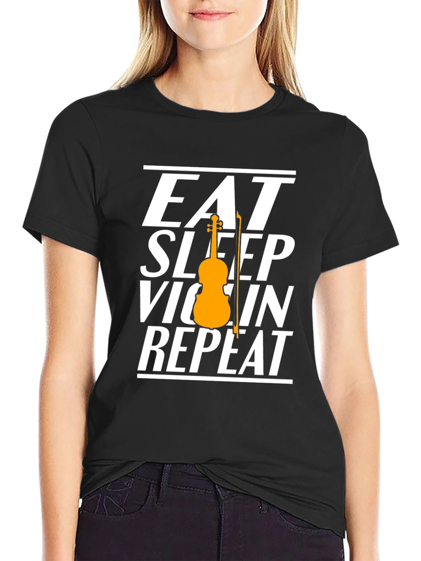 Eat Sleep Violin Repeat Graphic Tee - Musician T-Shirt