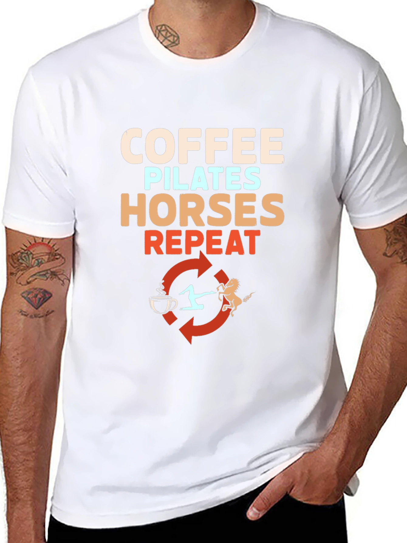 Coffee Pilates Horses Repeat T-Shirt