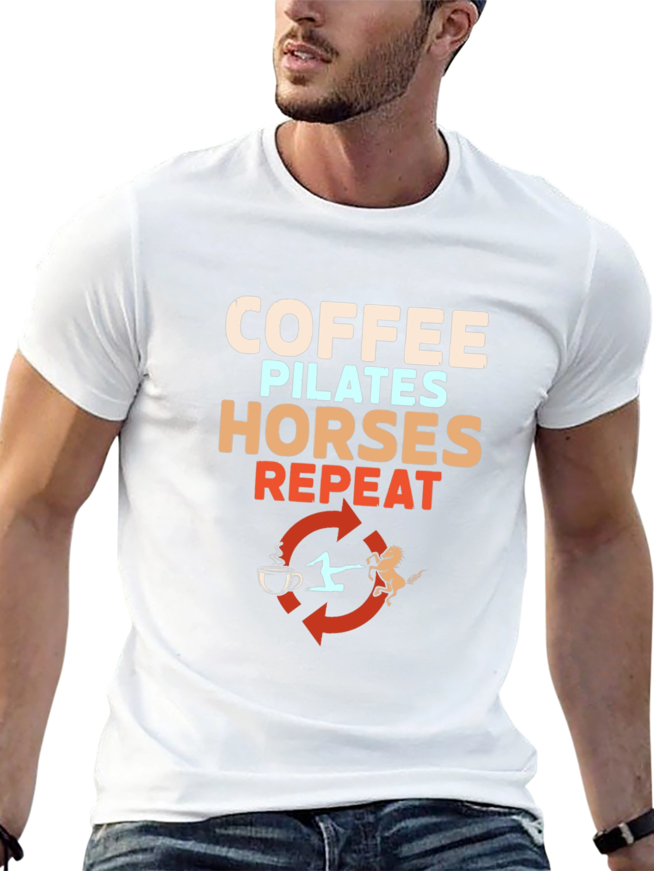 Coffee Pilates Horses Repeat T-Shirt