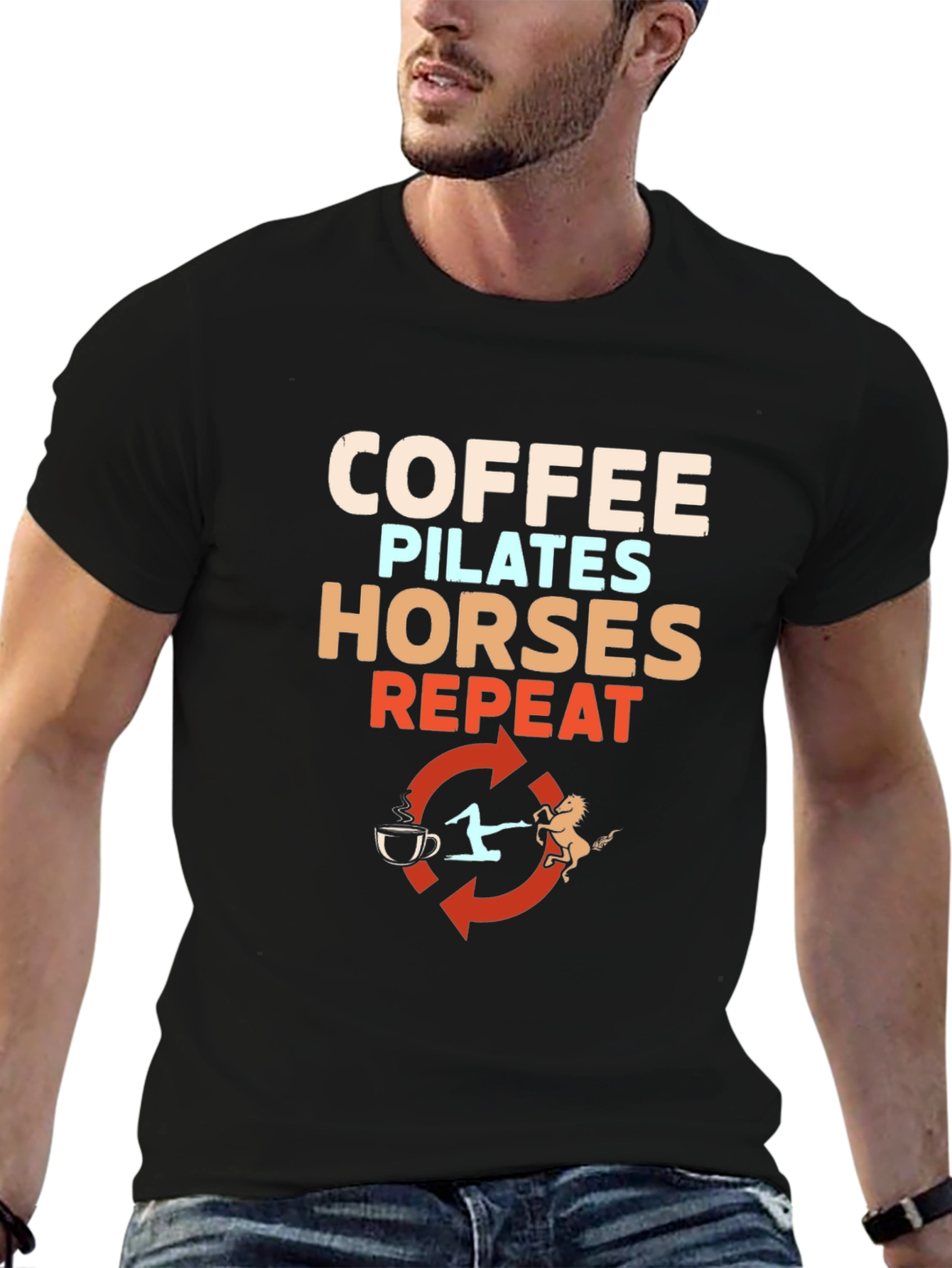 Coffee Pilates Horses Repeat T-Shirt