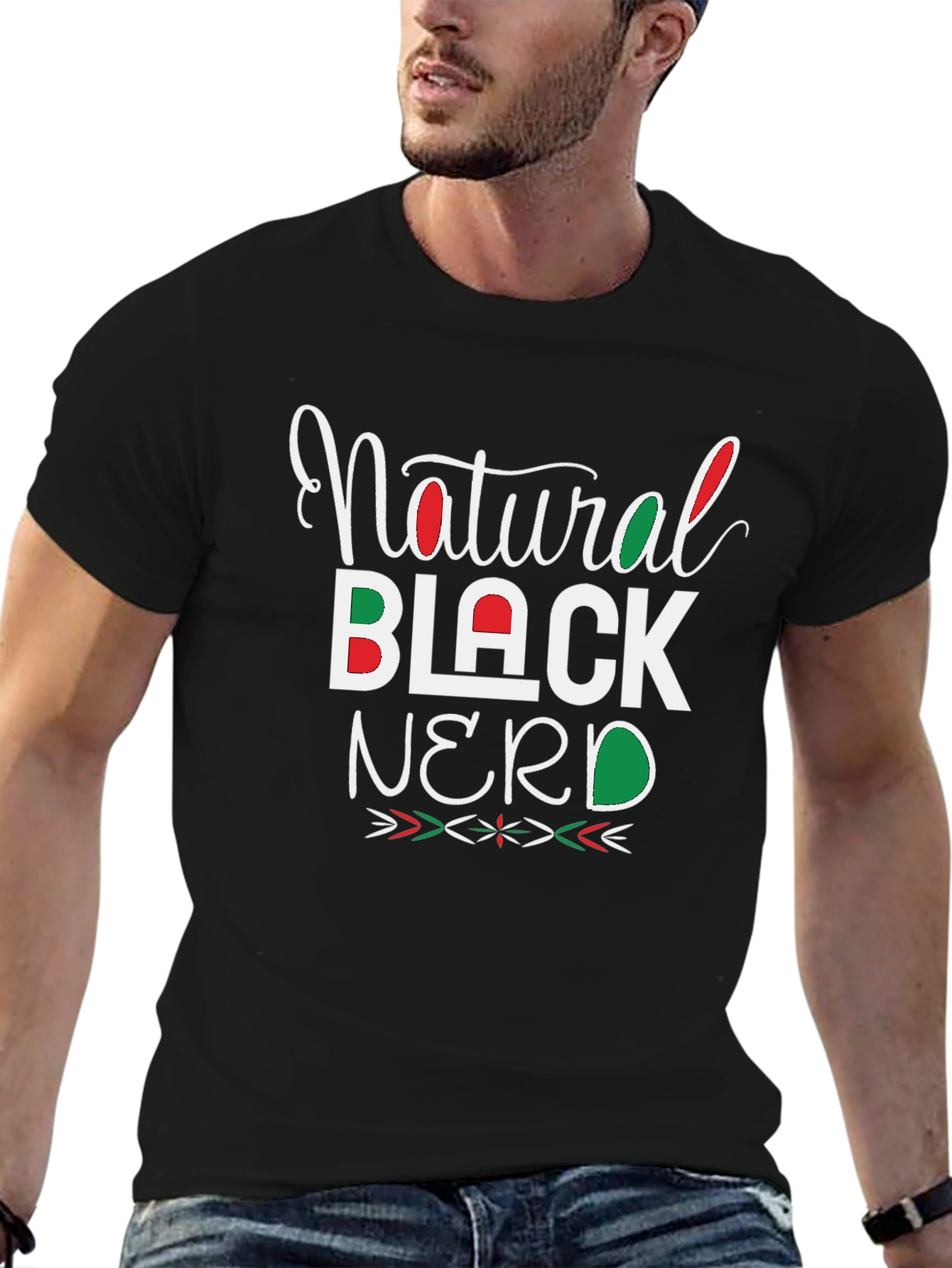 Natural Black Nerd Graphic T-Shirt