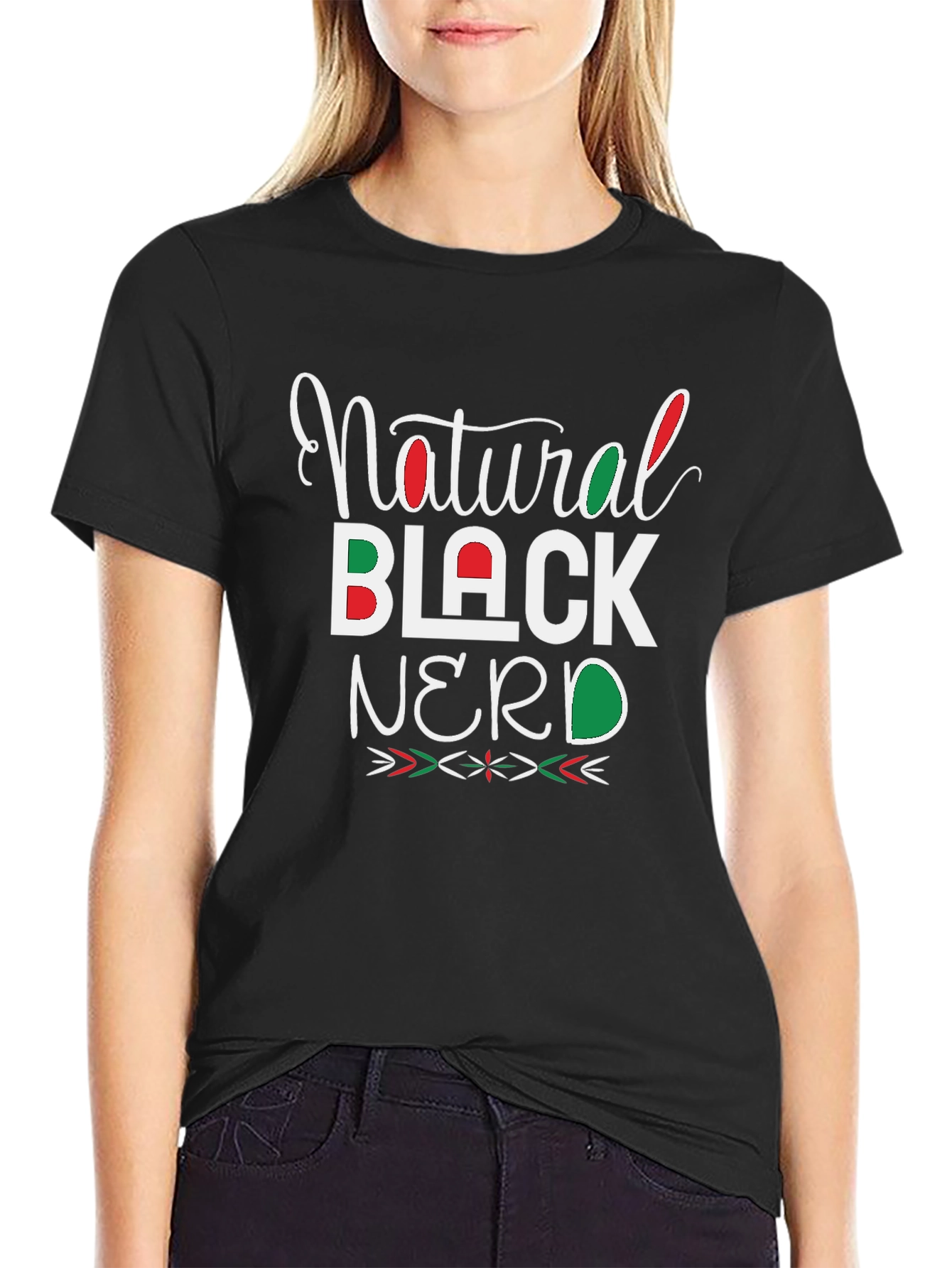 Natural Black Nerd Graphic T-Shirt