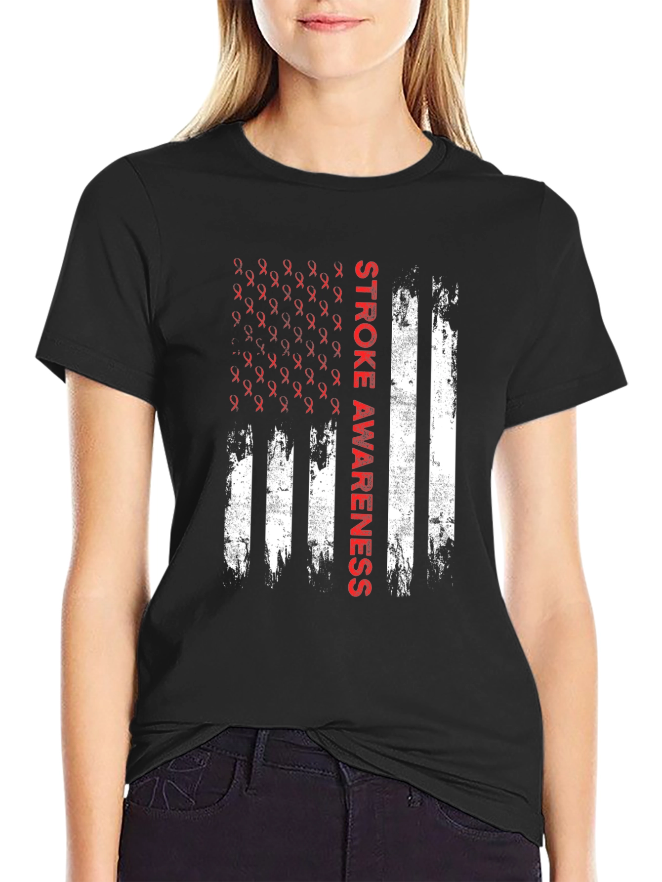 Stroke Awareness American Flag T-Shirt