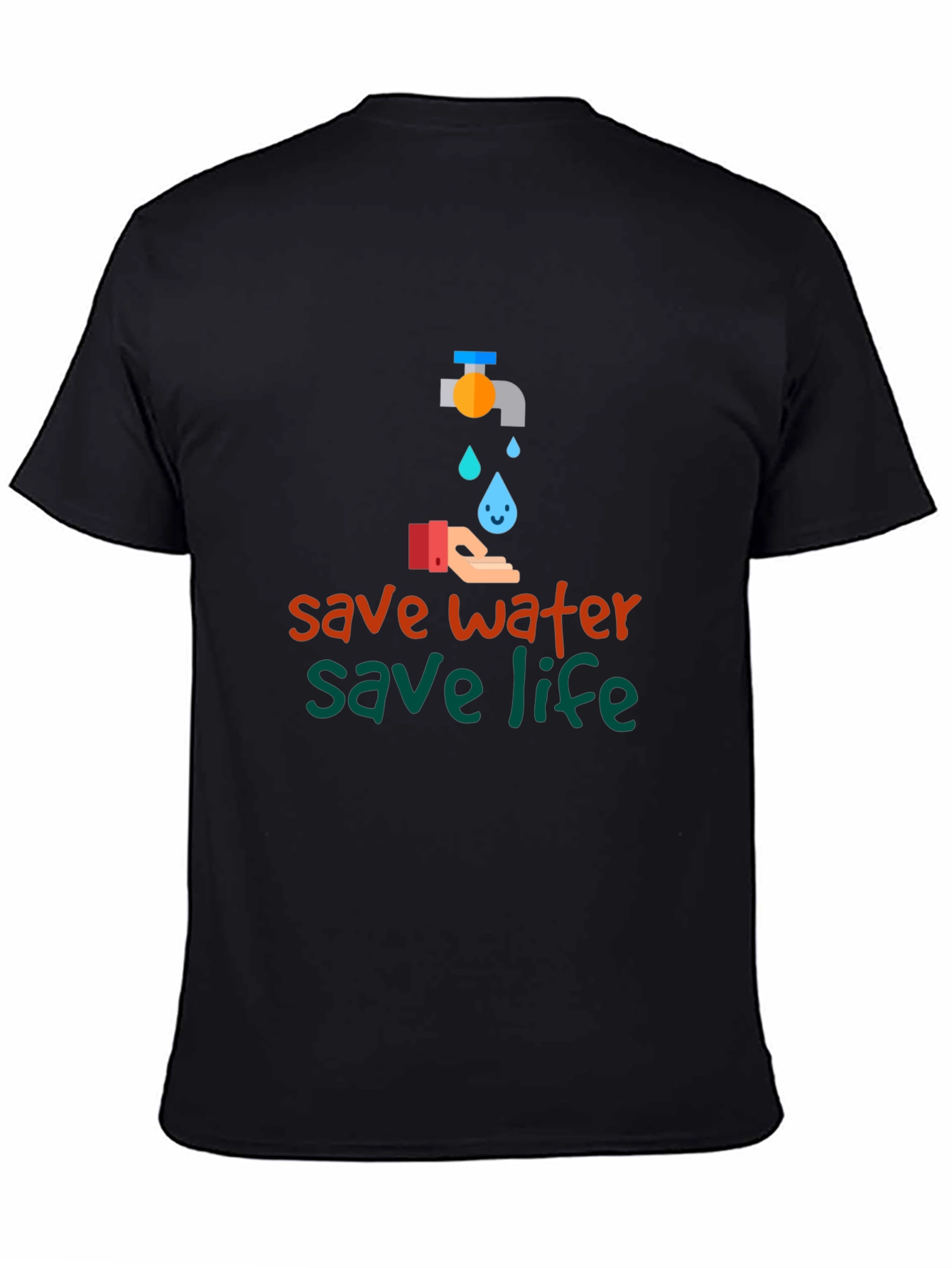 Save Water Save Life Black Graphic T-Shirt