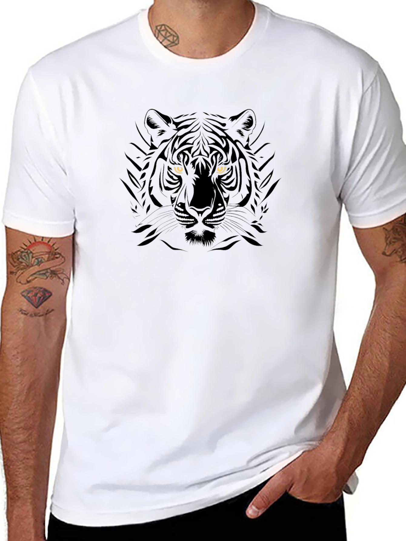 Black Tiger Graphic Tee - Stylish Animal Print Shirt
