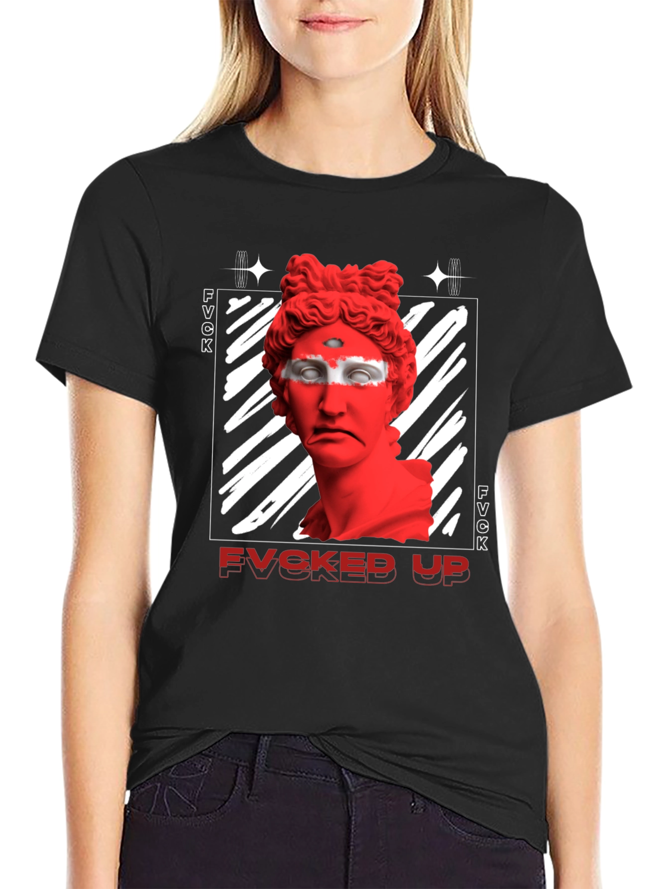 Edgy FVCKED UP Graphic Print T-Shirt
